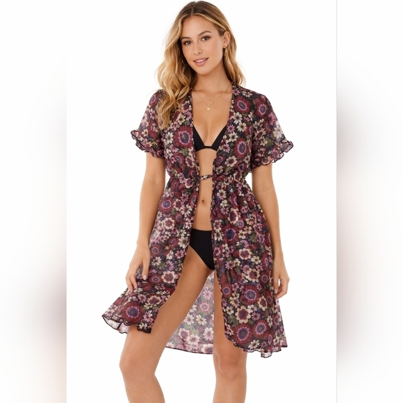 cure Other - Boho 70s floral sheer cover up robe size Large